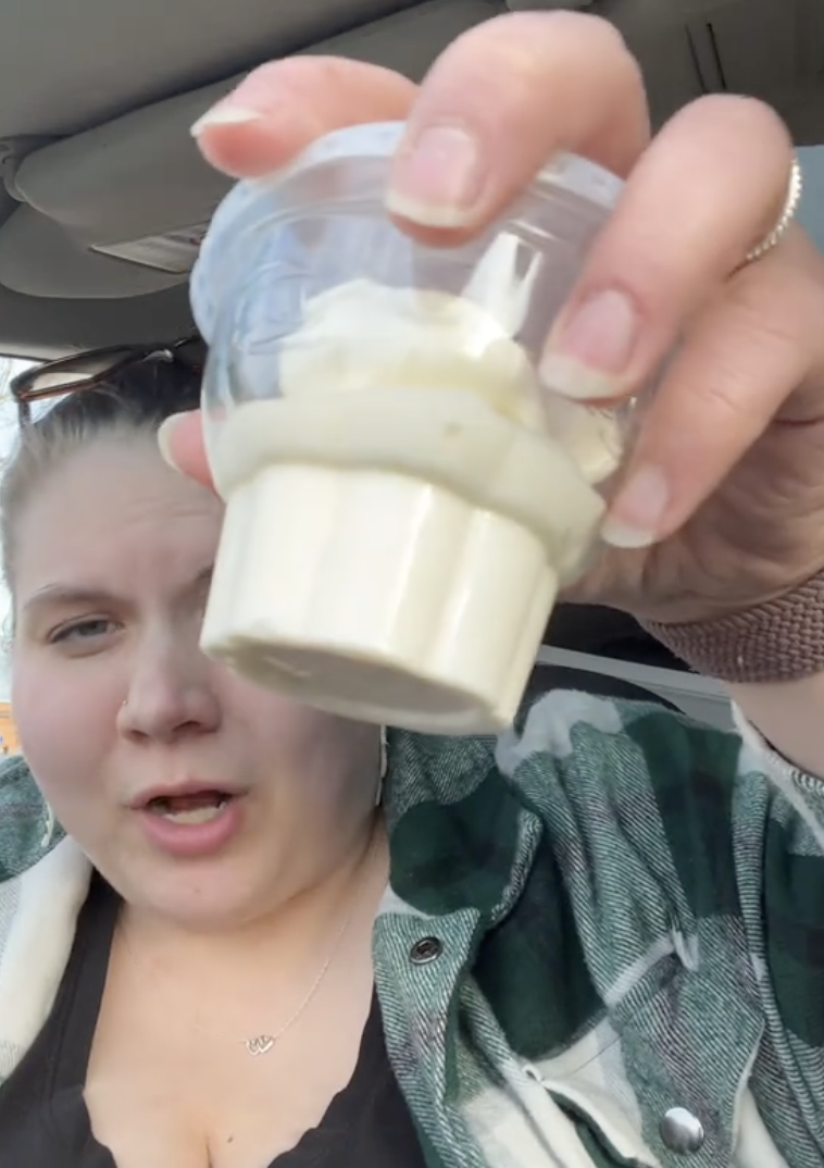 woman showing tiktok viewers ice cream